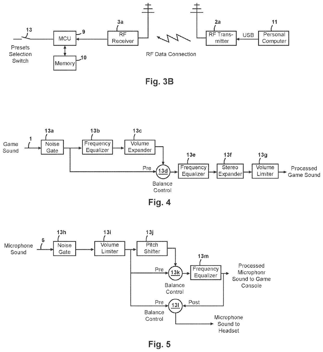 Gaming headset with programmable audio paths