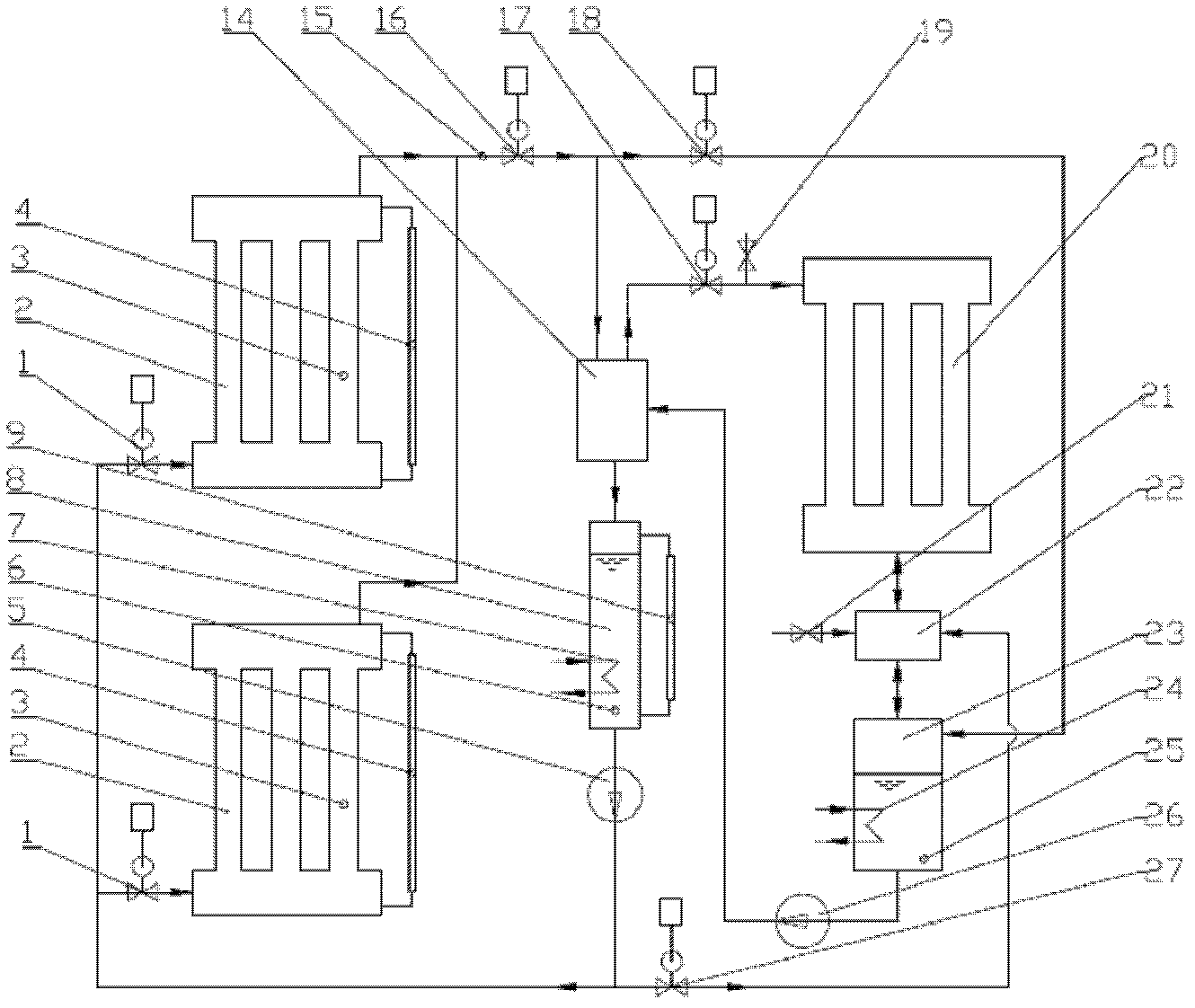 Branch-control and phase-change heat exchange system and method based on two-stage steam-liquid heat exchanger