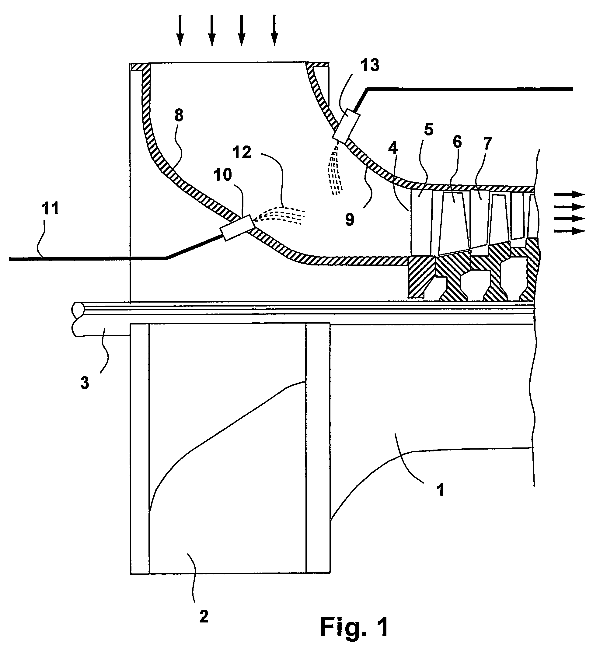 Nozzle and method for washing gas turbine compressors