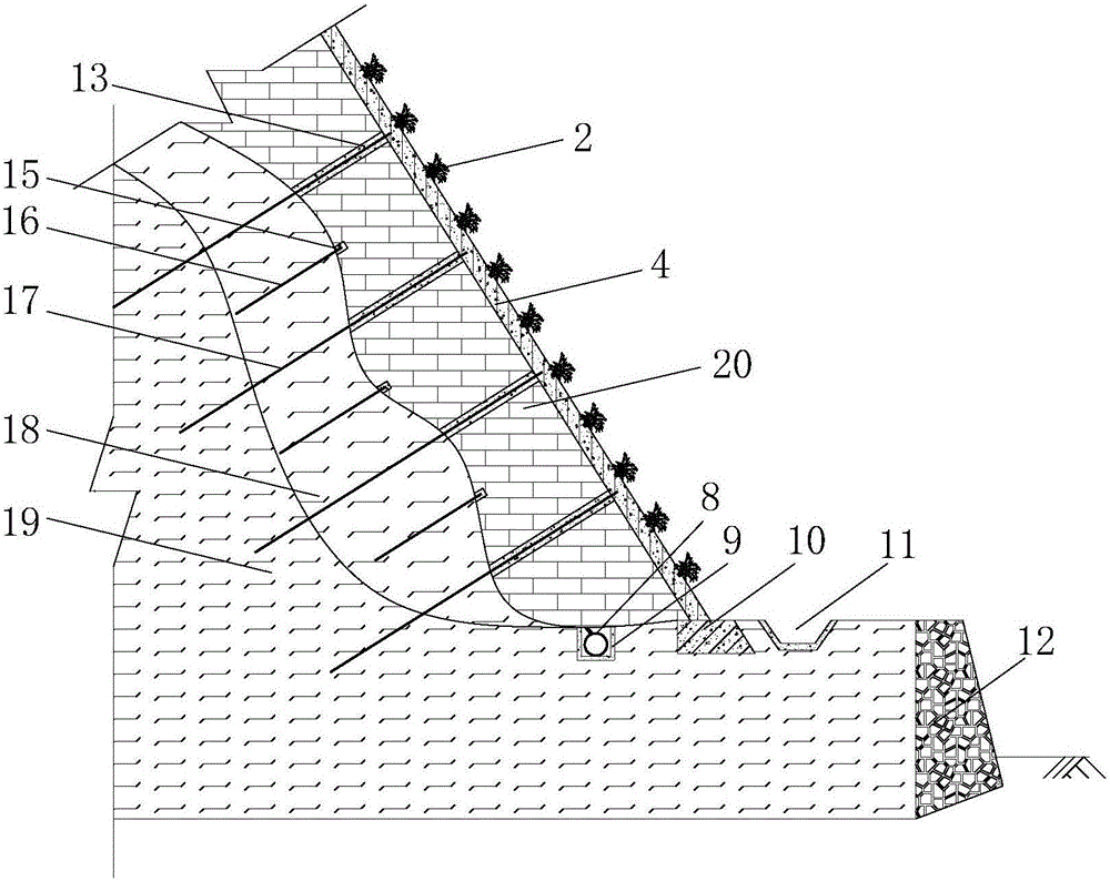 Environmental-friendly grass concrete highway slope protection structure and construction method thereof