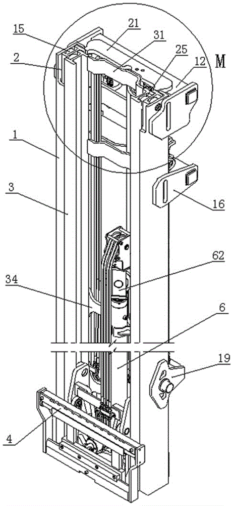 A lifting system of a reach-type forklift realizing high lift