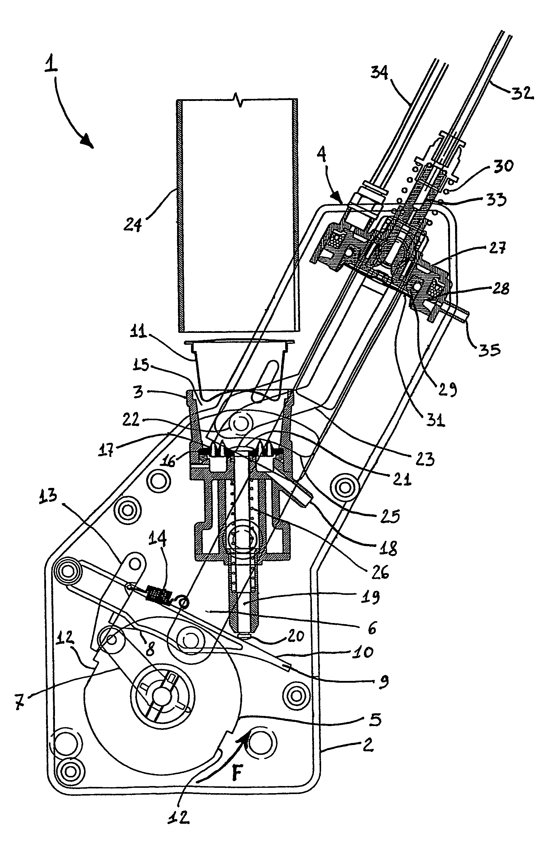 Mechanically and hydrodynamically operated brewing unit