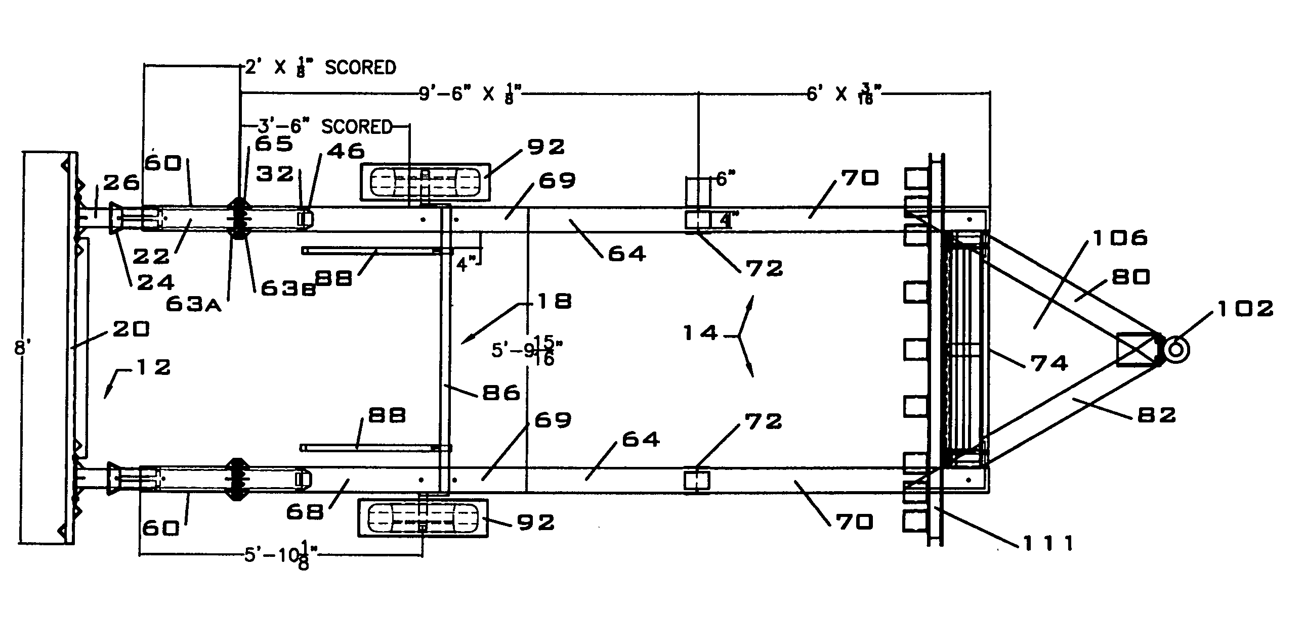 Trailer mounted attenuator with breakaway axle assembly