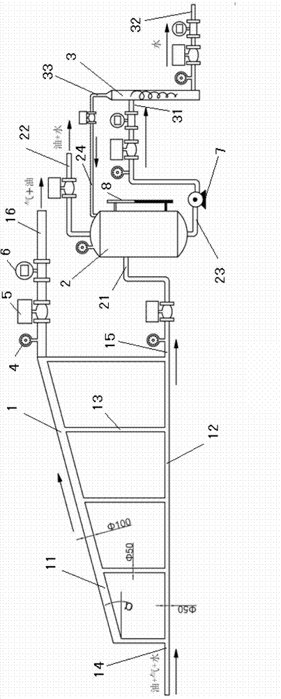 Water removing system for gas-water-containing crude oil and application method of system