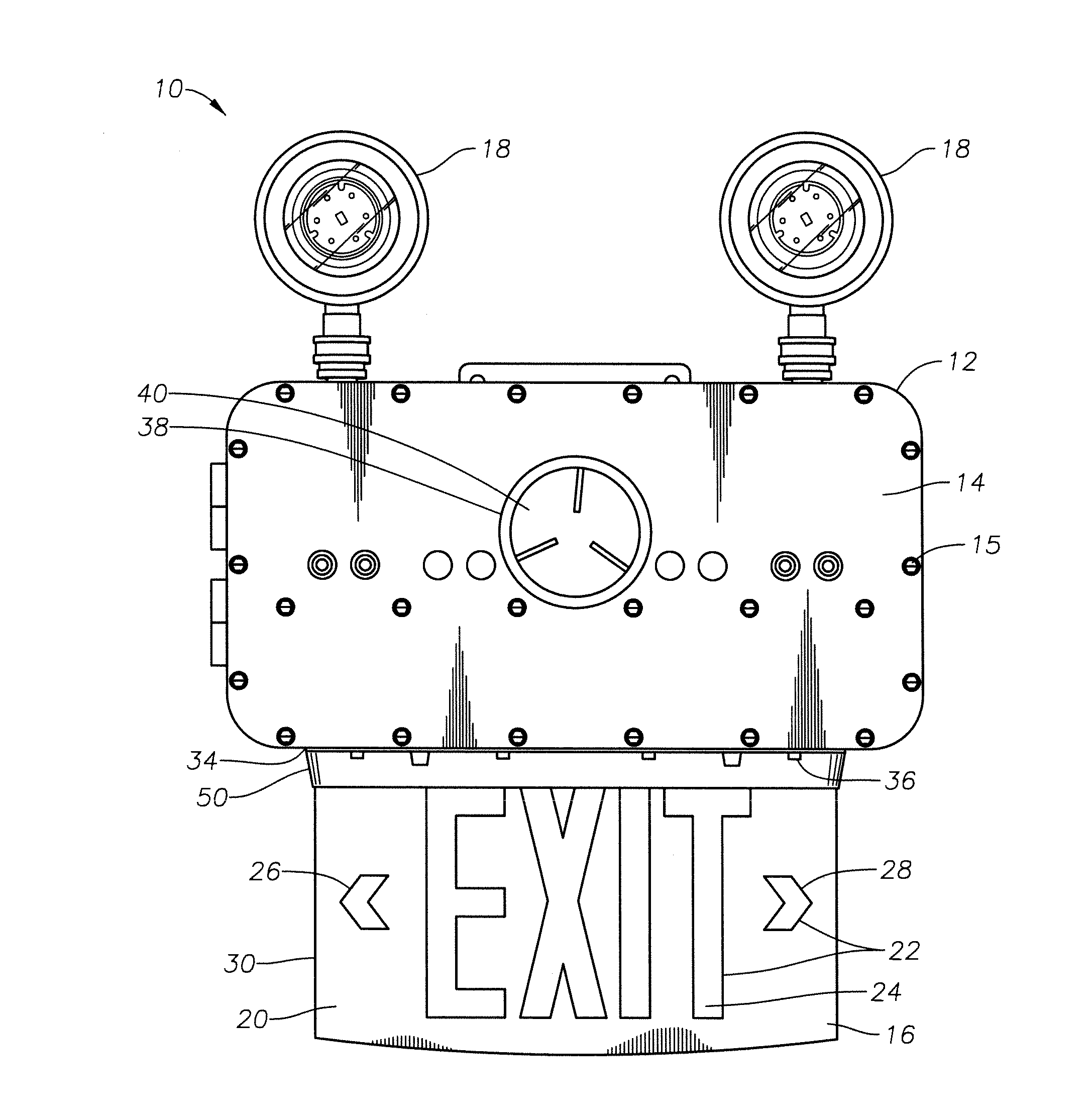 Hazardous-rated exit sign and floodlights