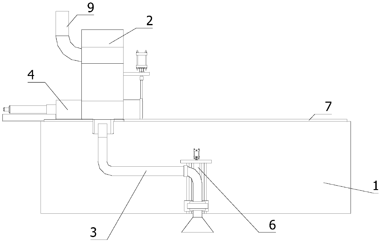 Flowing type road garage cleaning device cooperated with municipal administration environmentally-friendly garbage truck