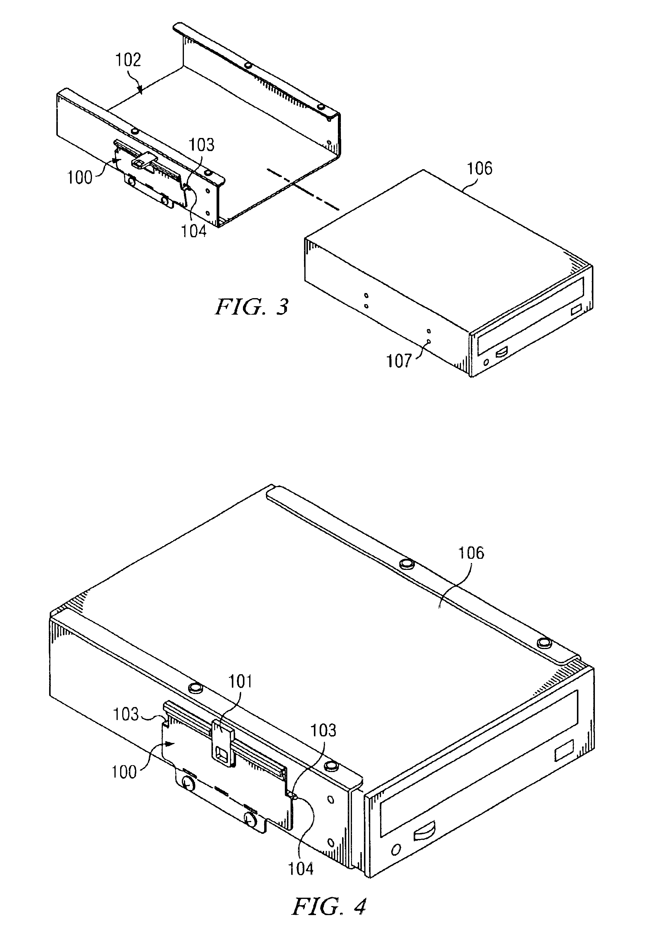 Computer drive mounting device and method