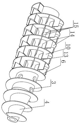 Spiral conveyor with auxiliary blades and spiral discharging sedimentation centrifuge