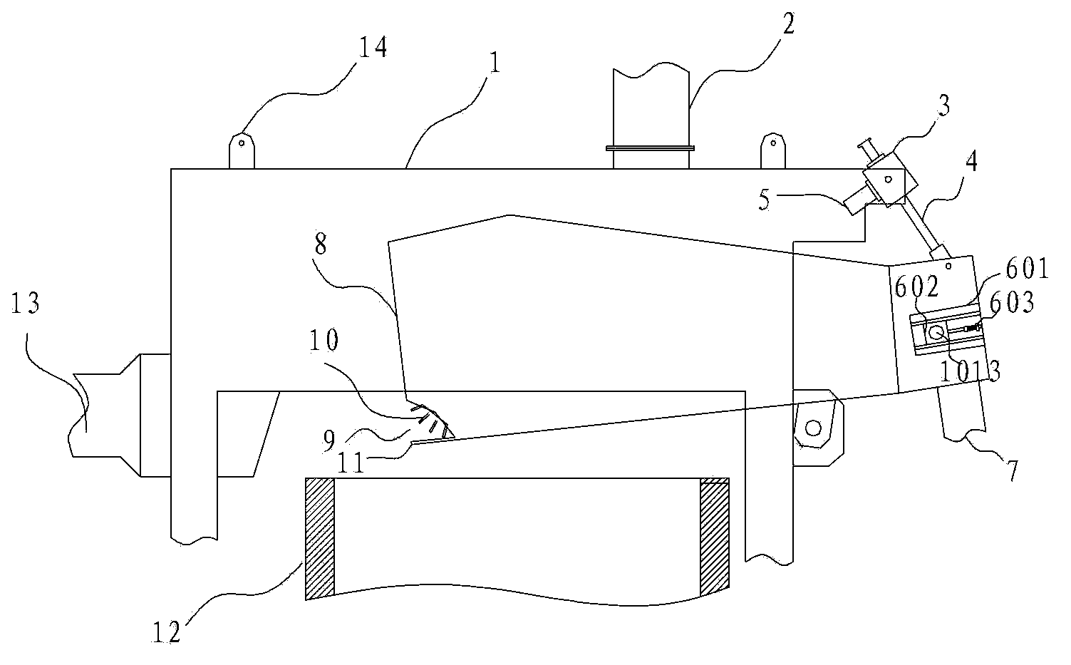 Oscillating type lead smelting and slag removing device