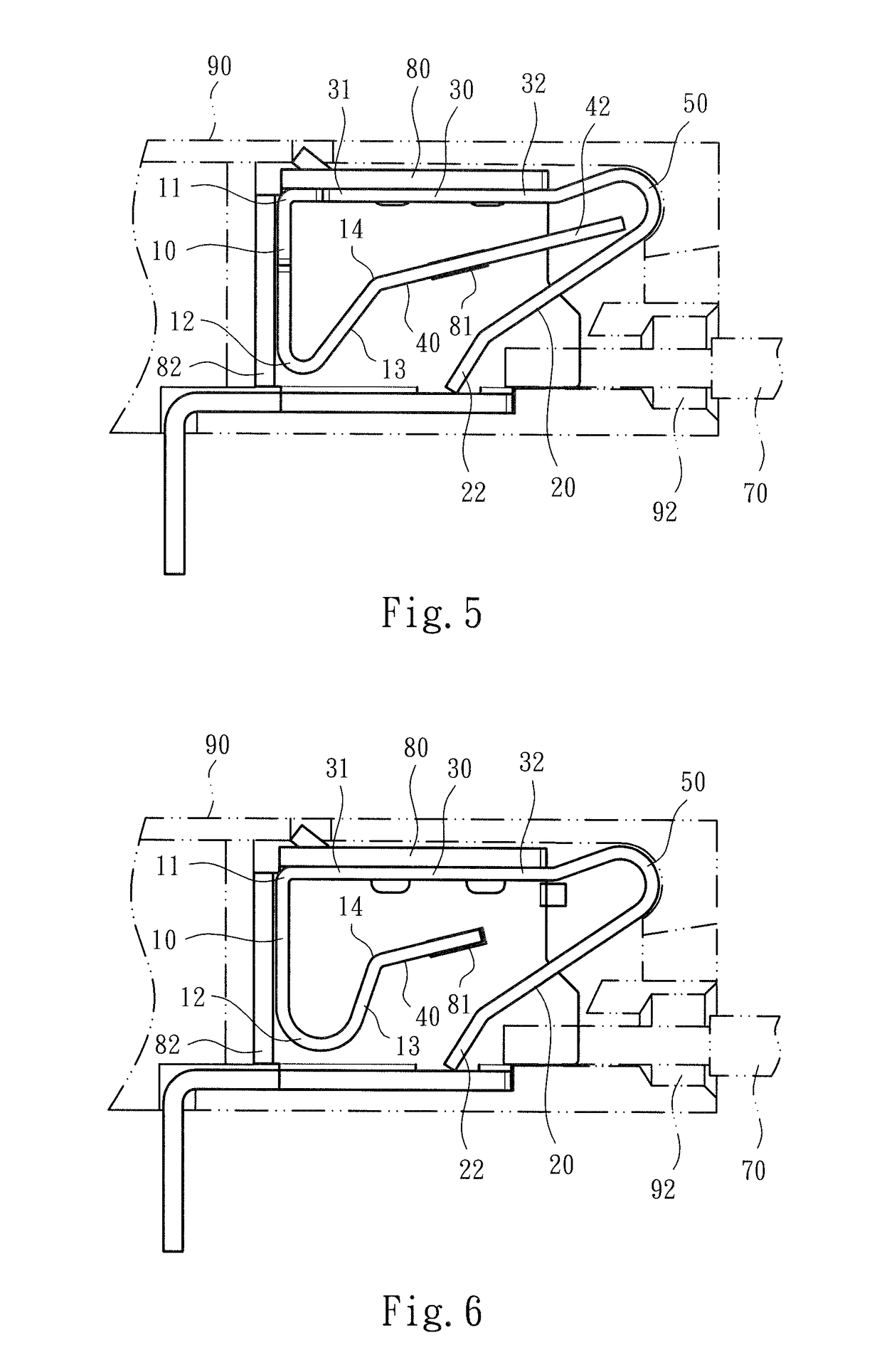 Metal leaf spring structure of electrical connection terminal