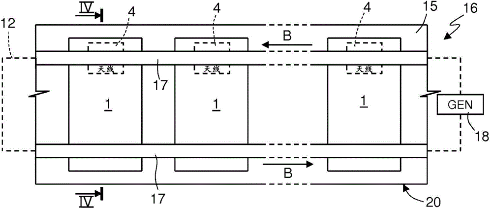 Network of electronic devices assembled on flexible support and communication method