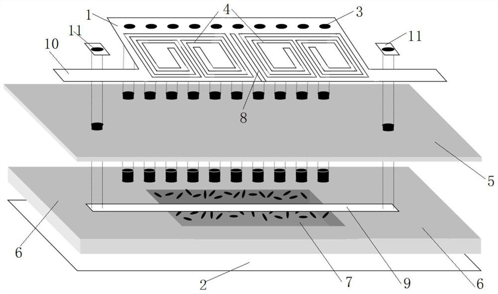 Half-mode substrate integrated waveguide liquid crystal adjustable filter with embedded coupling metal wires