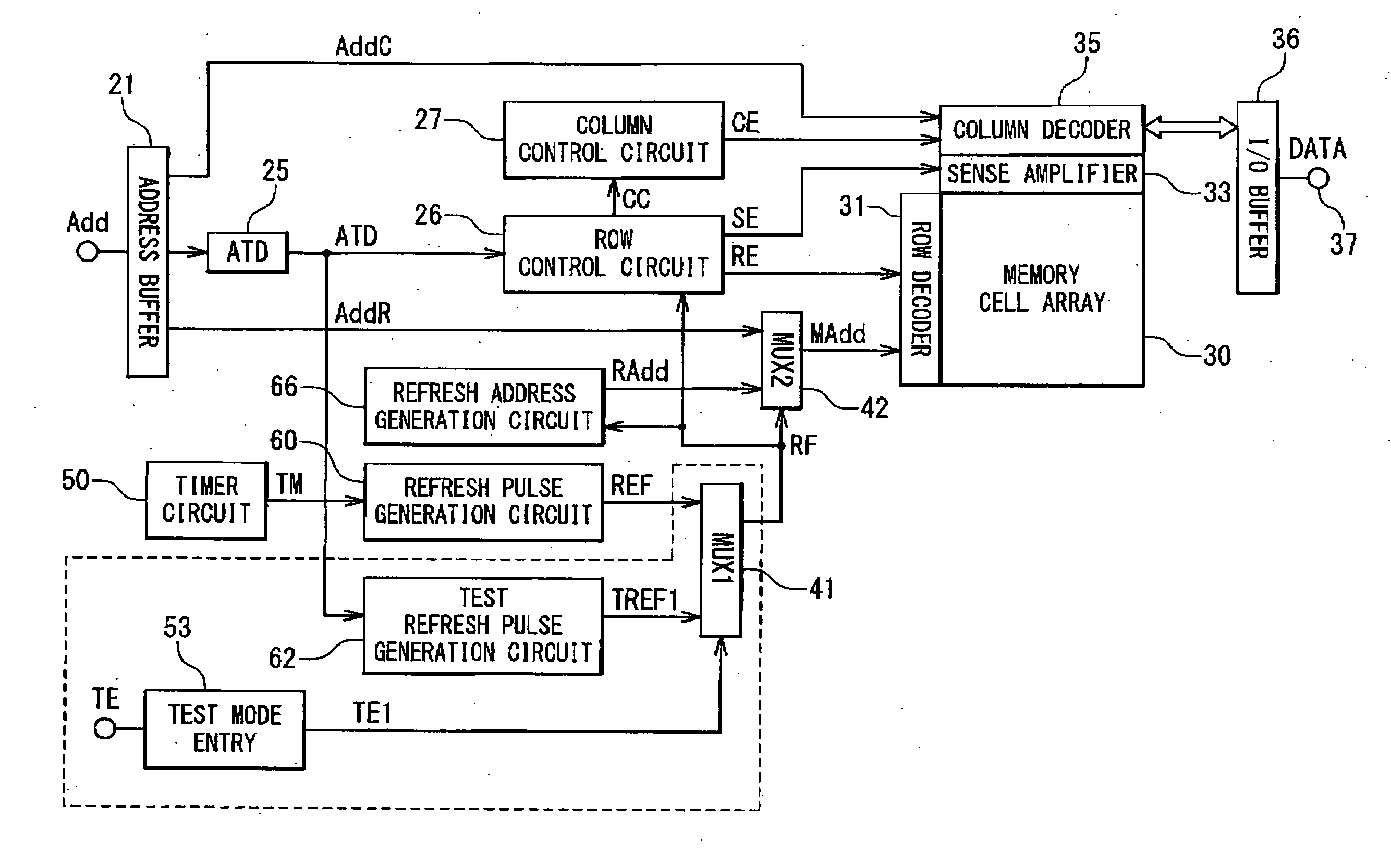 Semiconductor storage device and refresh control method thereof