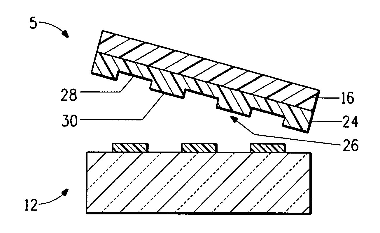 Method to form a pattern of functional material on a substrate by treating a surface of a stamp