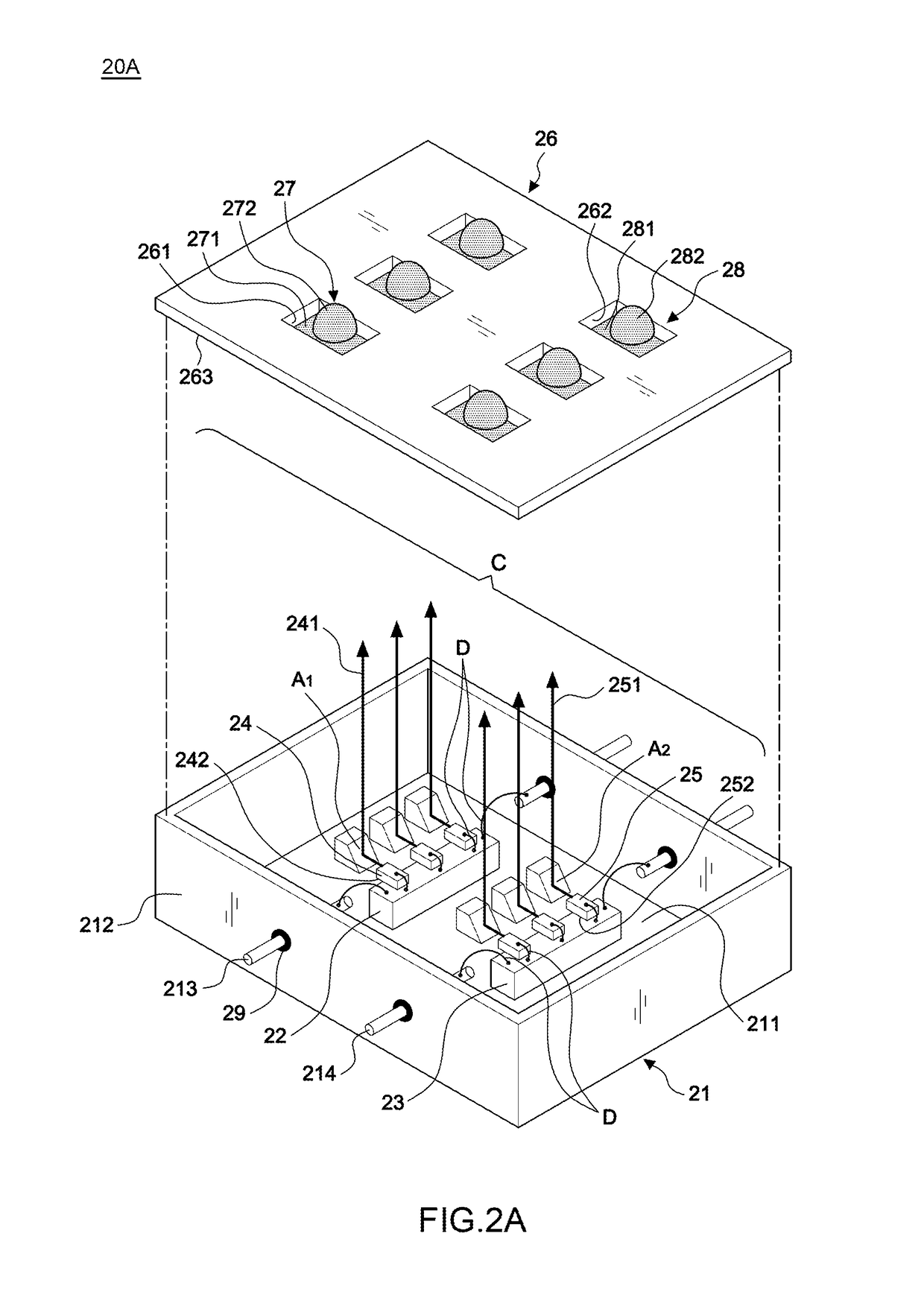 Laser module package with dual colors and multi-dies