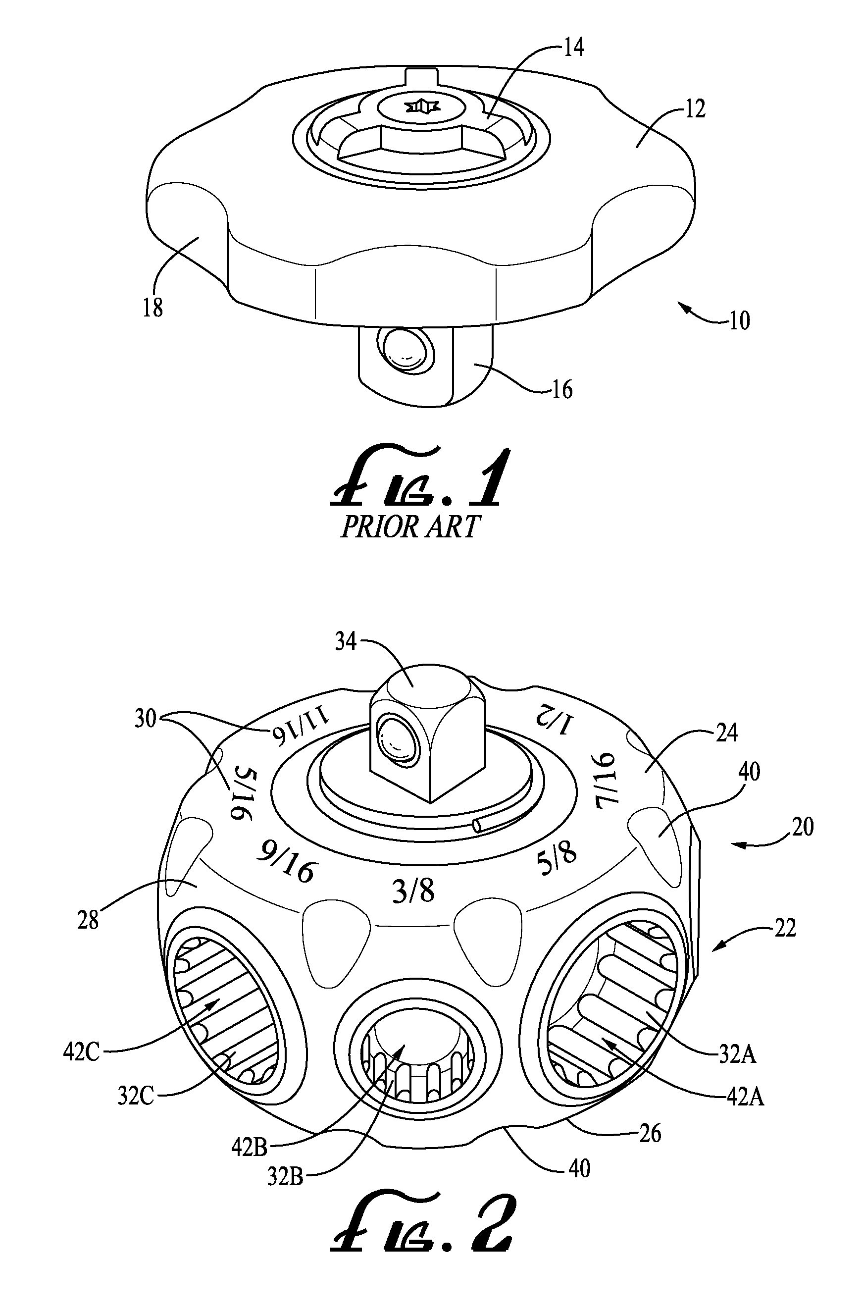 Ratcheting palm graspable multi-socket wrench