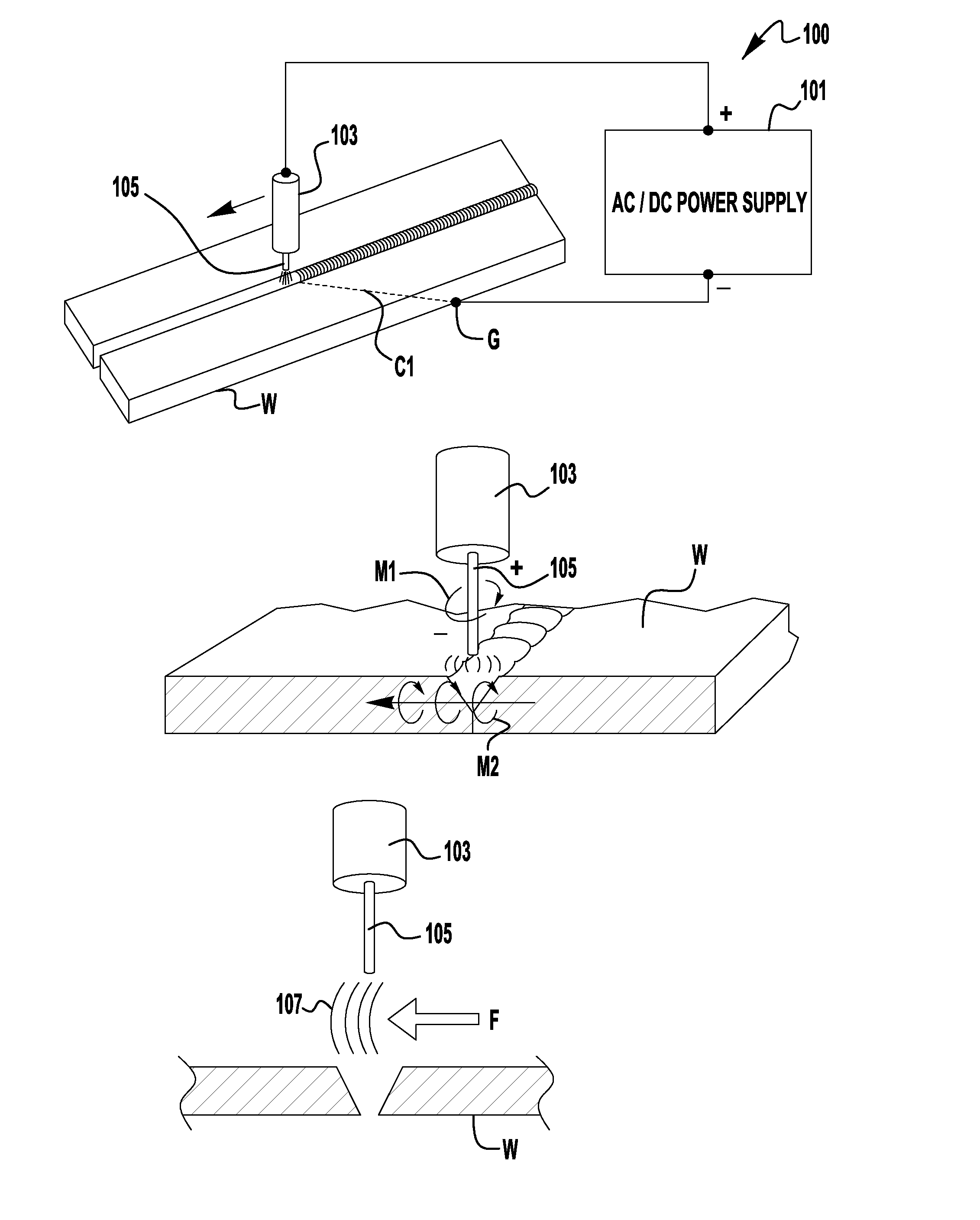 Work current switching to eliminate arc blow