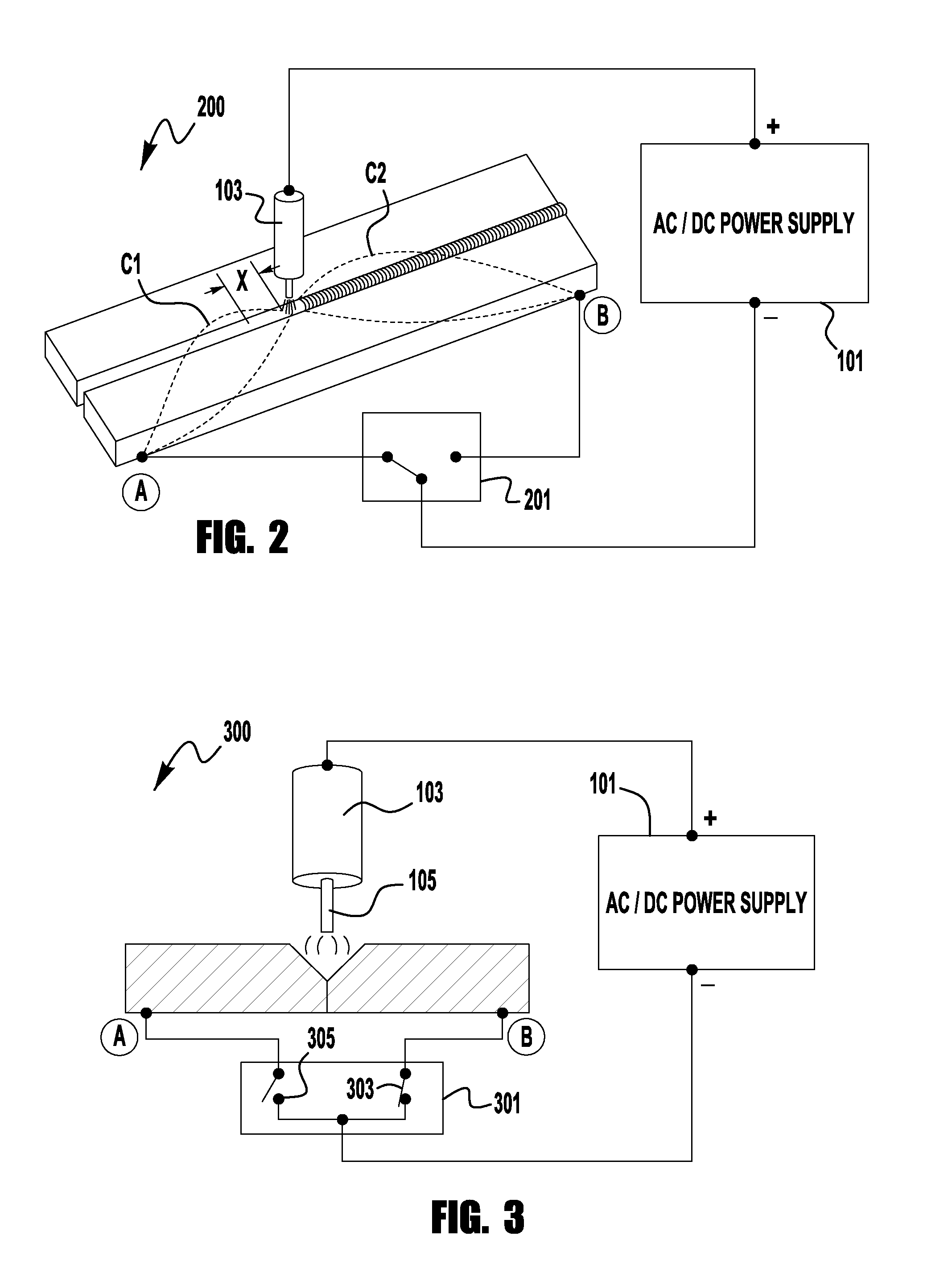 Work current switching to eliminate arc blow