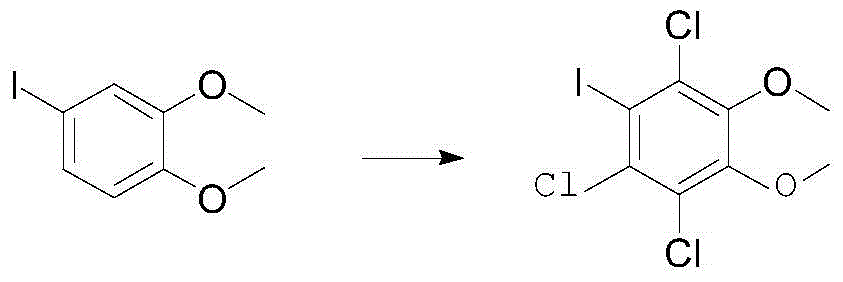 Preparation method of 1,2-dimethoxy-4-iodobenzene-3,5,6-trichlorobenzene