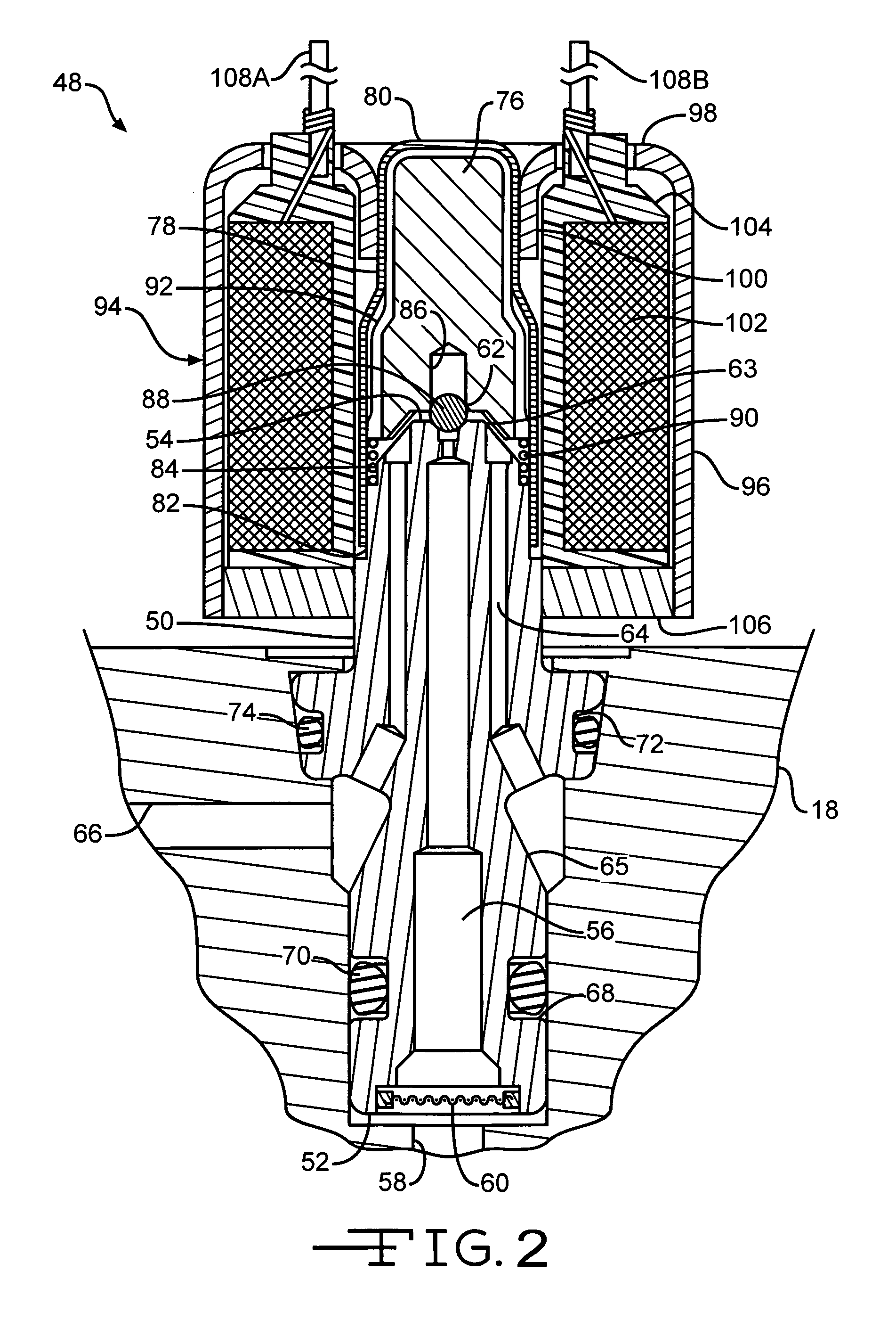 EHB proportional solenoid valve with stepped gap armature