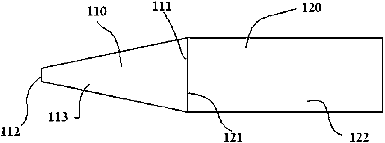 Waveguide core layer, mode spot converter, silicon optical device, and optical communication unit