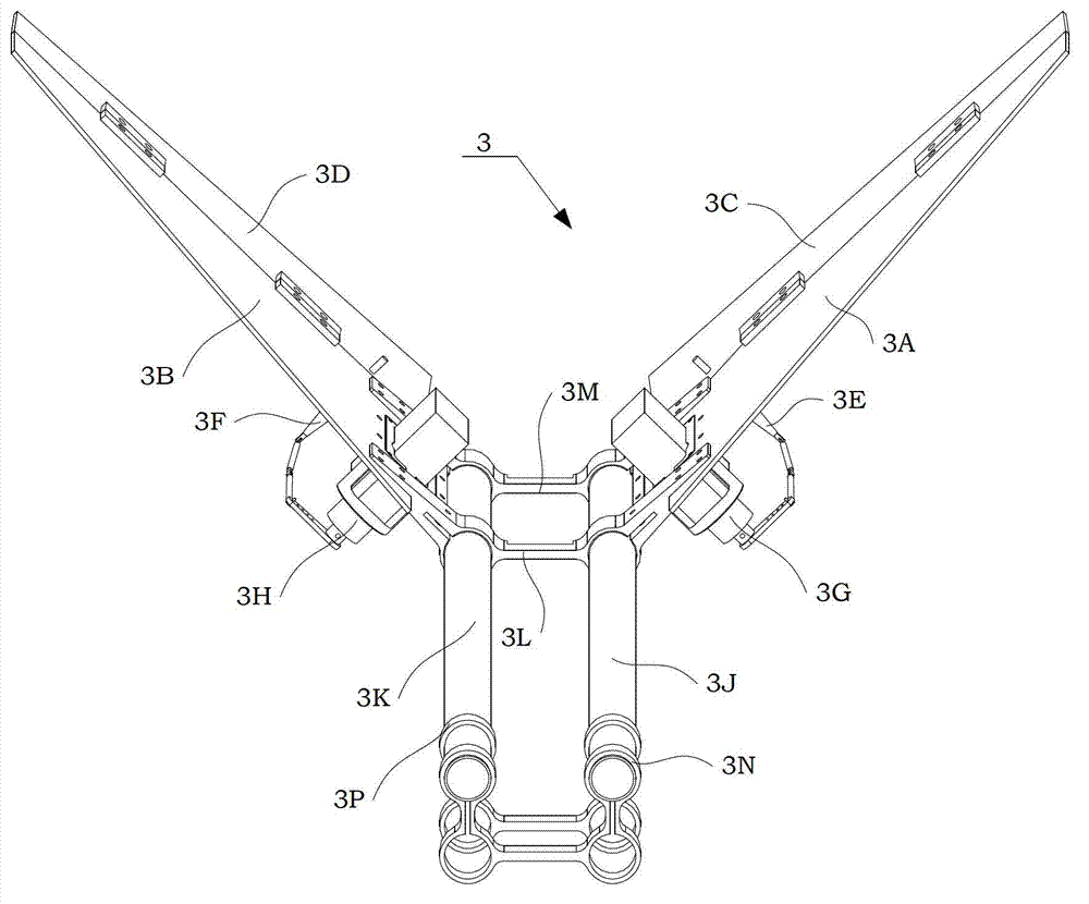 V-shaped empennage device suitable for sea and air across amphibious unmanned aerial vehicle