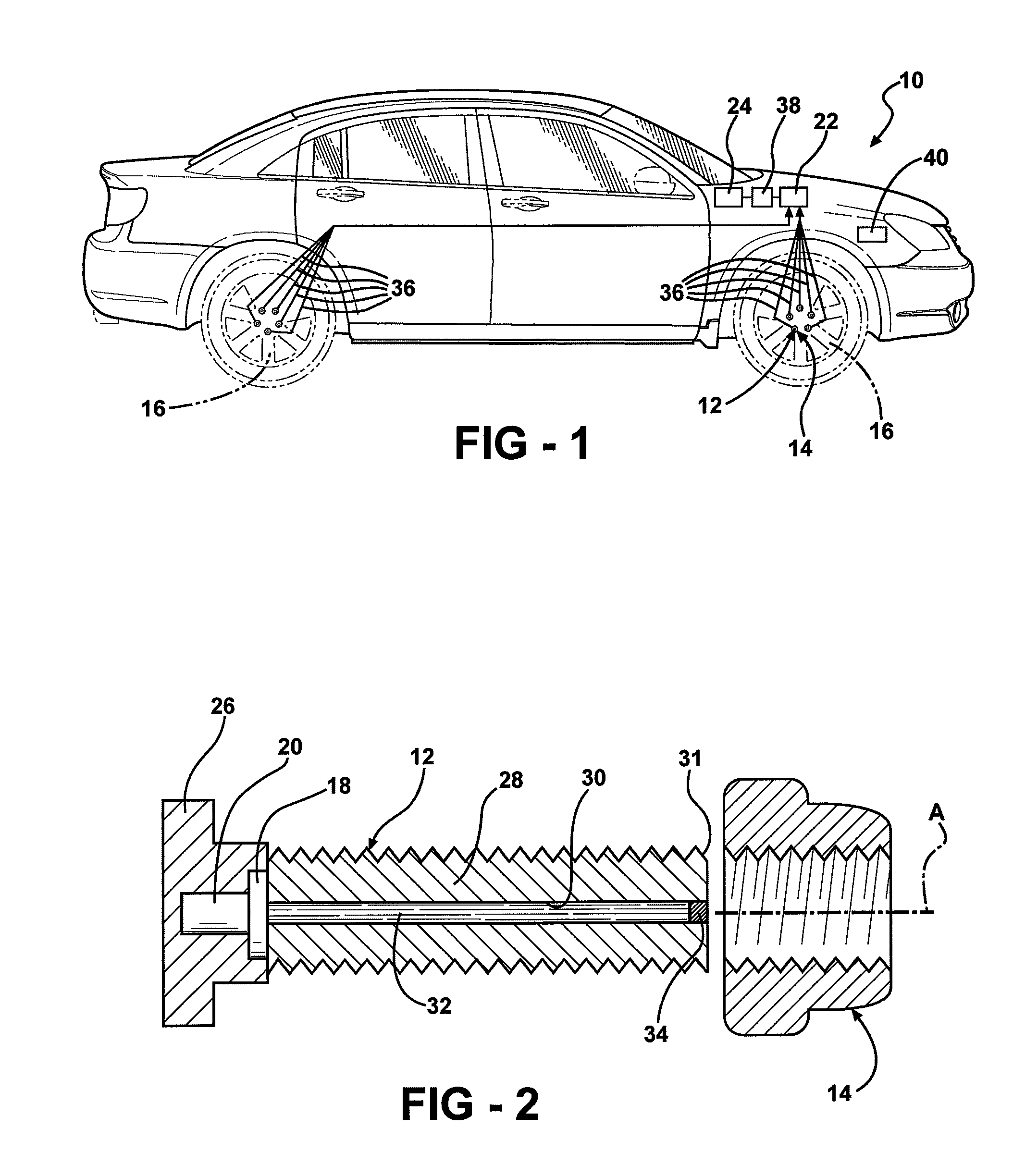 Lug stud and lug nut monitoring system, method, and components therefor