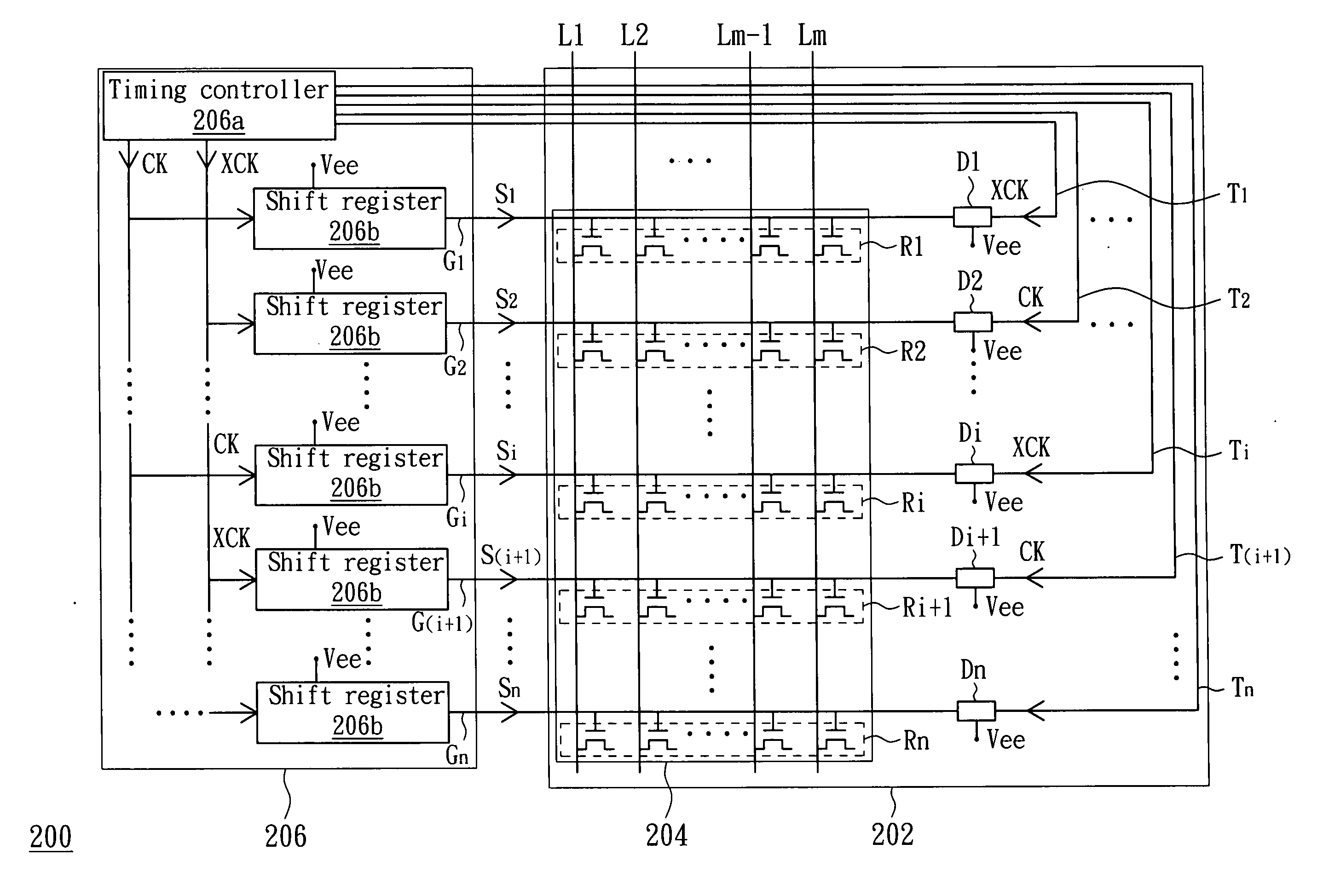 Flat display structure and method for driving flat display