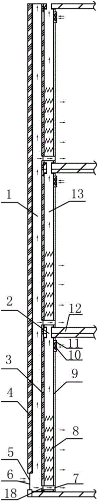 Multi-story building radiation heat exchanging air conditioner wall body