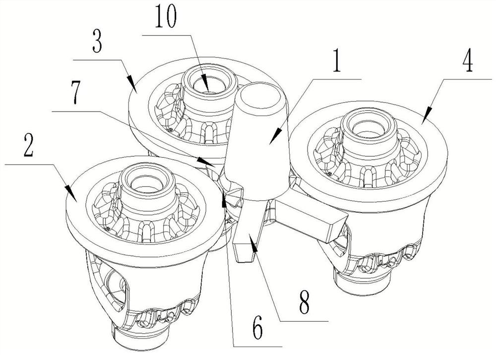 Casting model structure for differential mechanism shell with thick and large flange plate surface