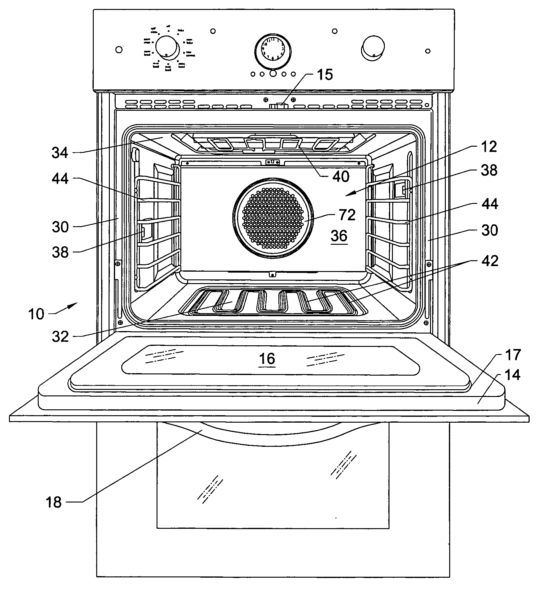 Multi-mode convection oven with flow control baffles