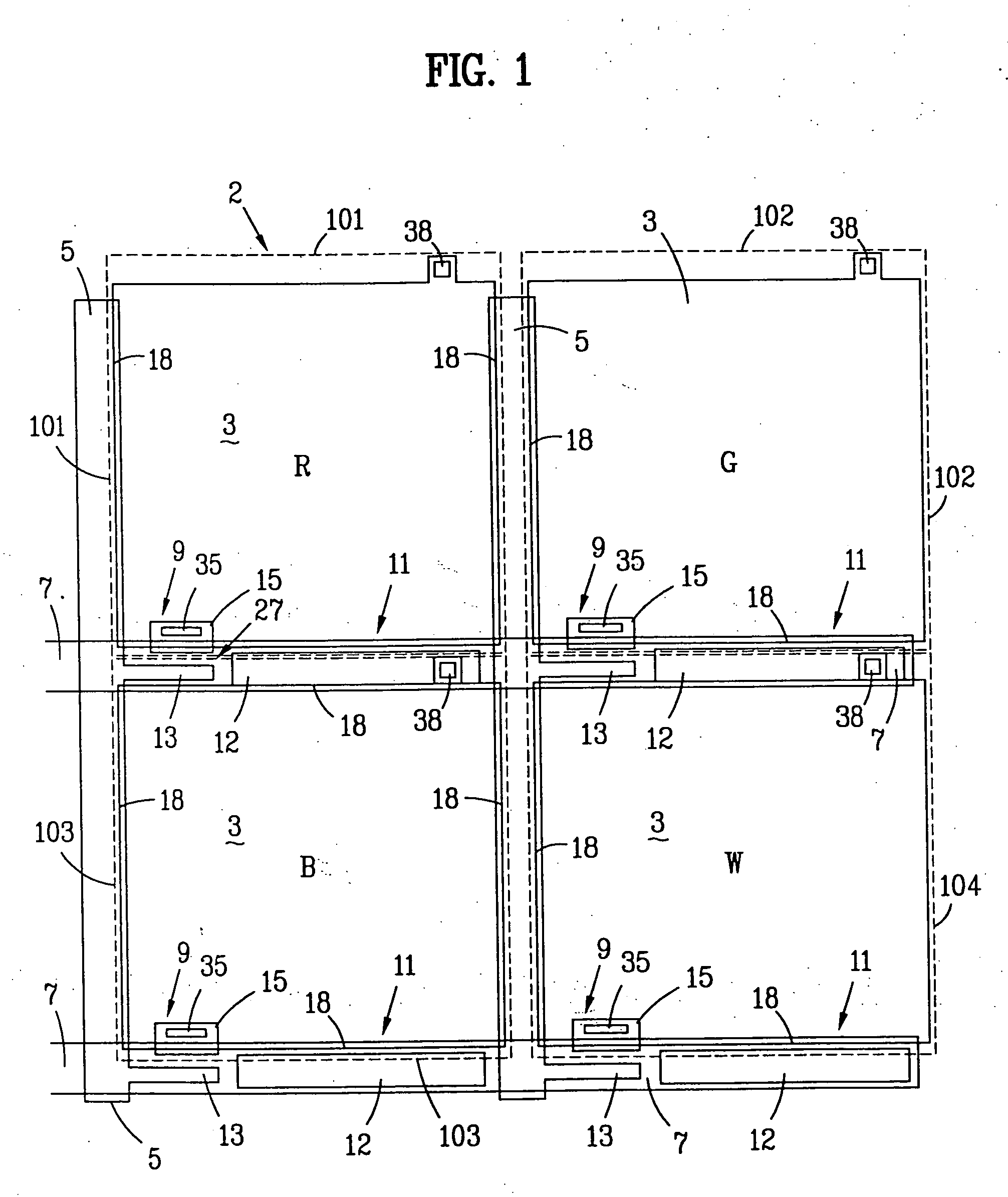 High aperture LCD with insulating color filters overlapping bus lines on active substrate