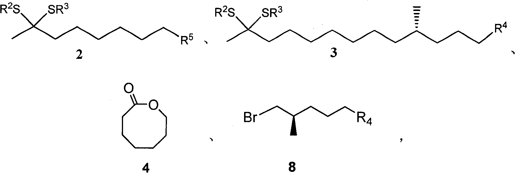 Compound of thioketal, synthetic method, and application in synthesizing pheromone of southern Diabrotica in optical purity