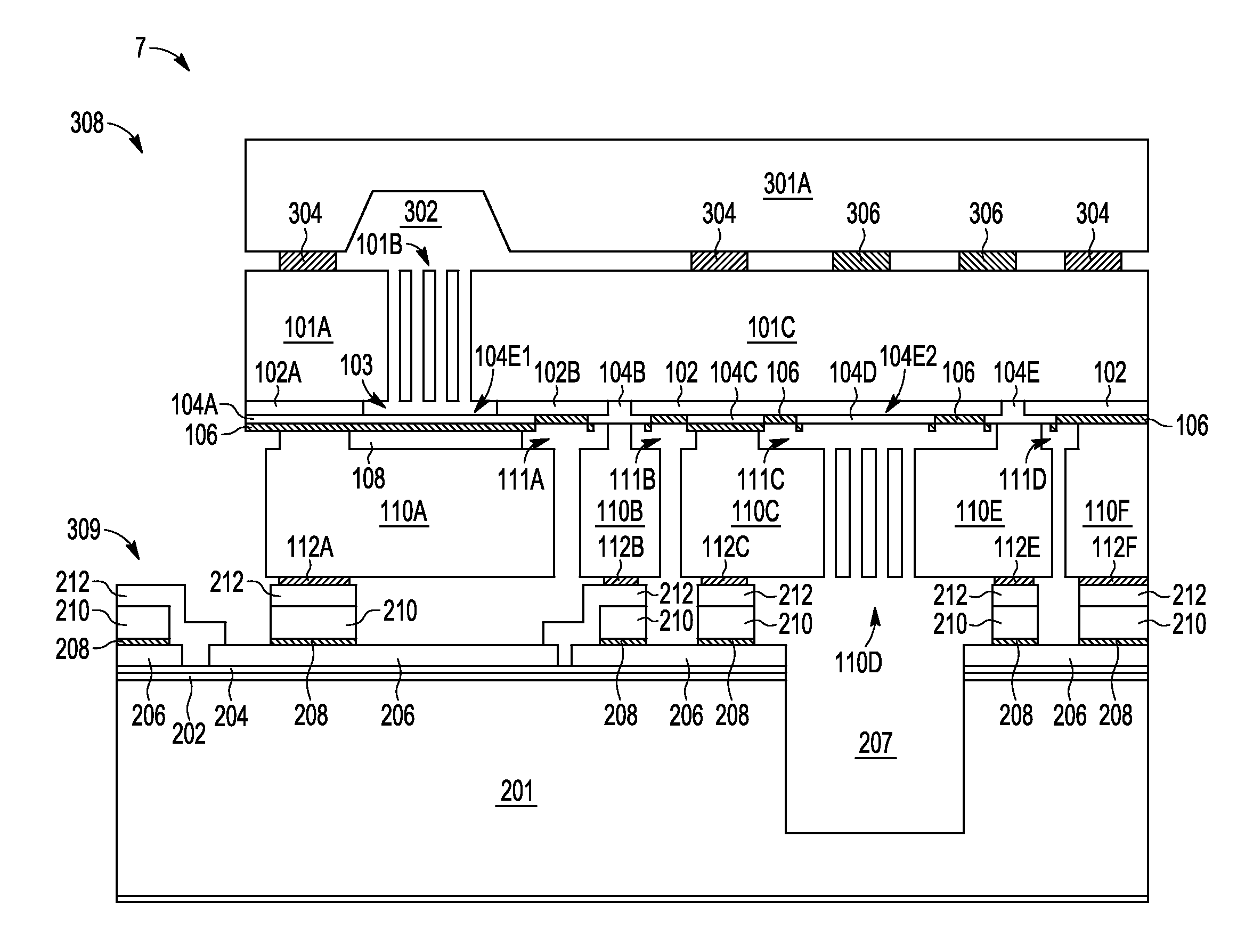 MEMS Fabrication Process with Two Cavities Operating at Different Pressures