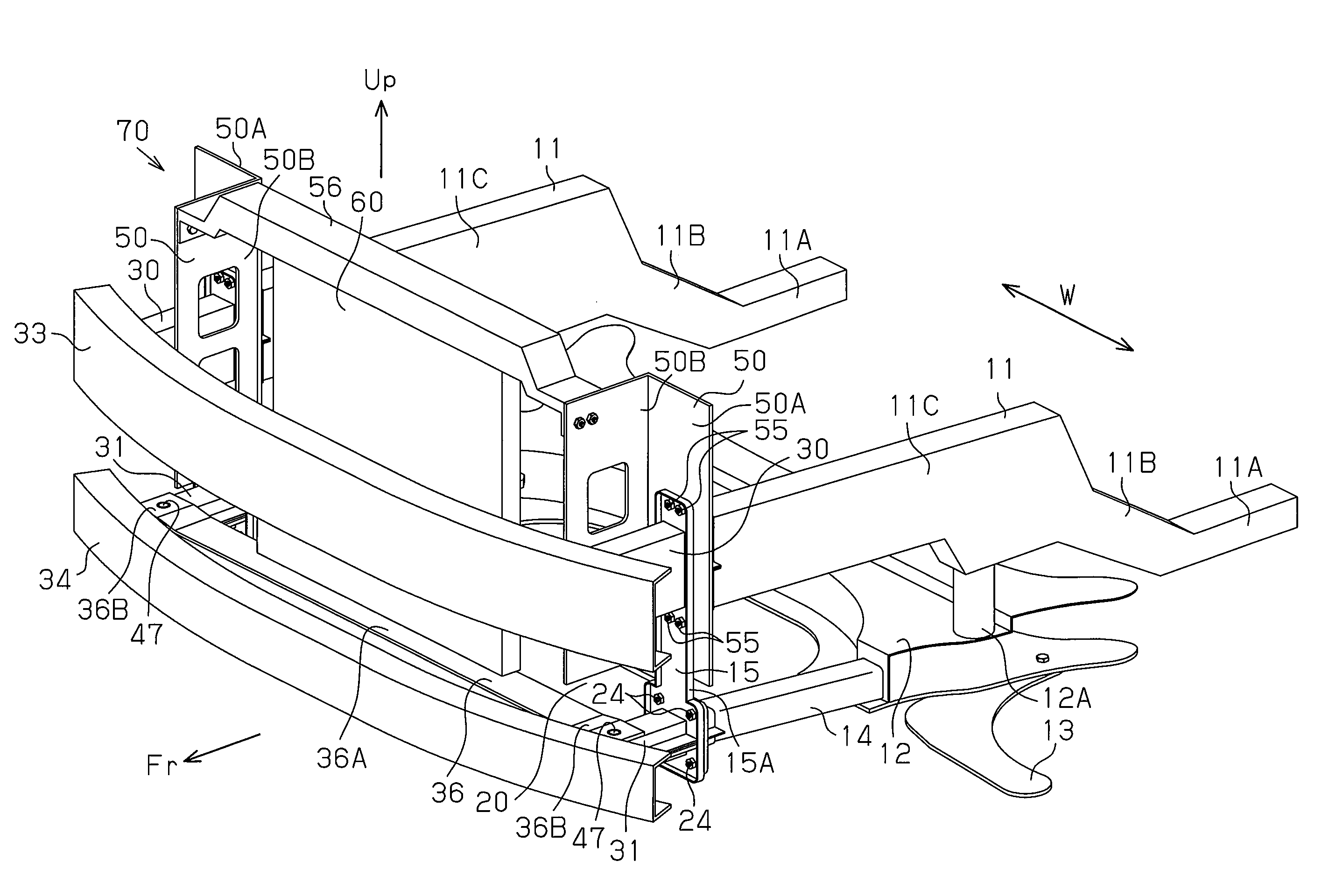 Front structure of vehicle body