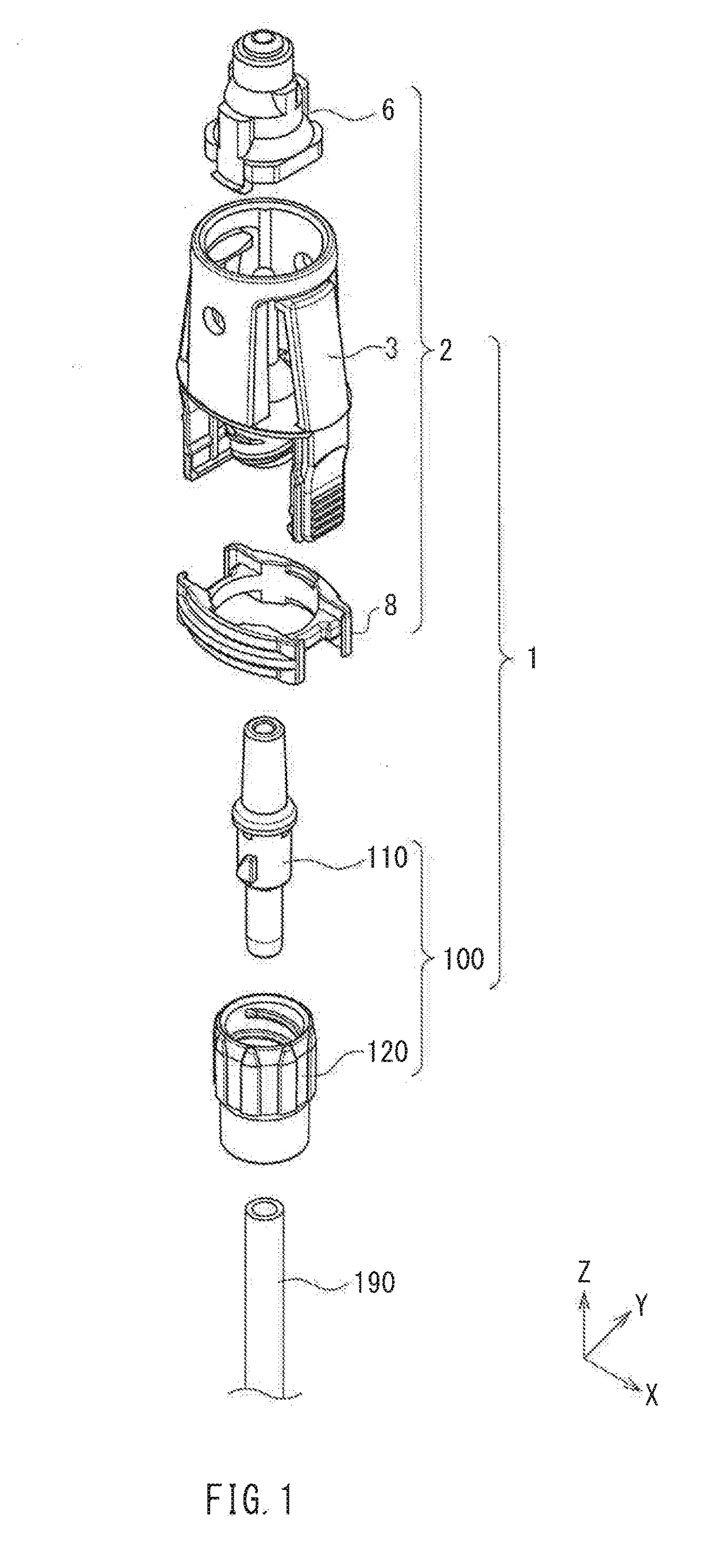 Lever lock-type male connector and male connector assembly