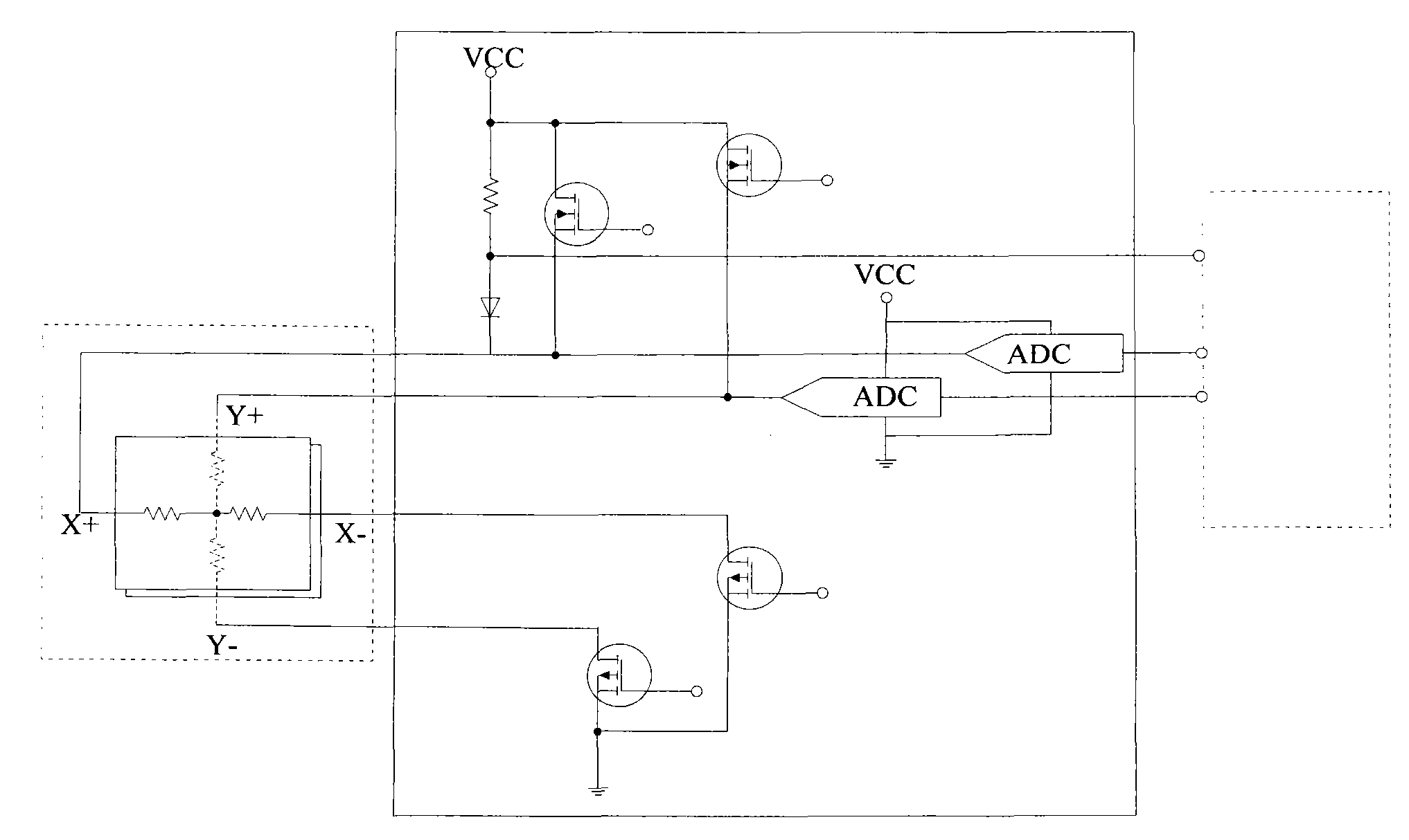 Method and system for using a plurality of resistive touch screens to realize multi-point input