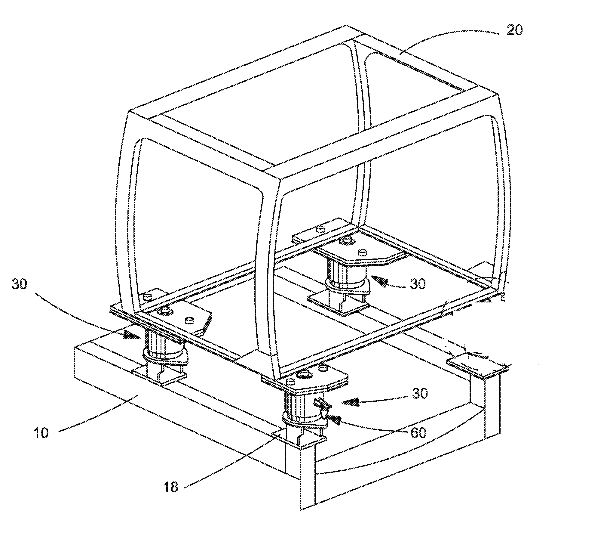 Suspended cab rollover protection system (ROPS) attachment for a 4wd agricultural tractor