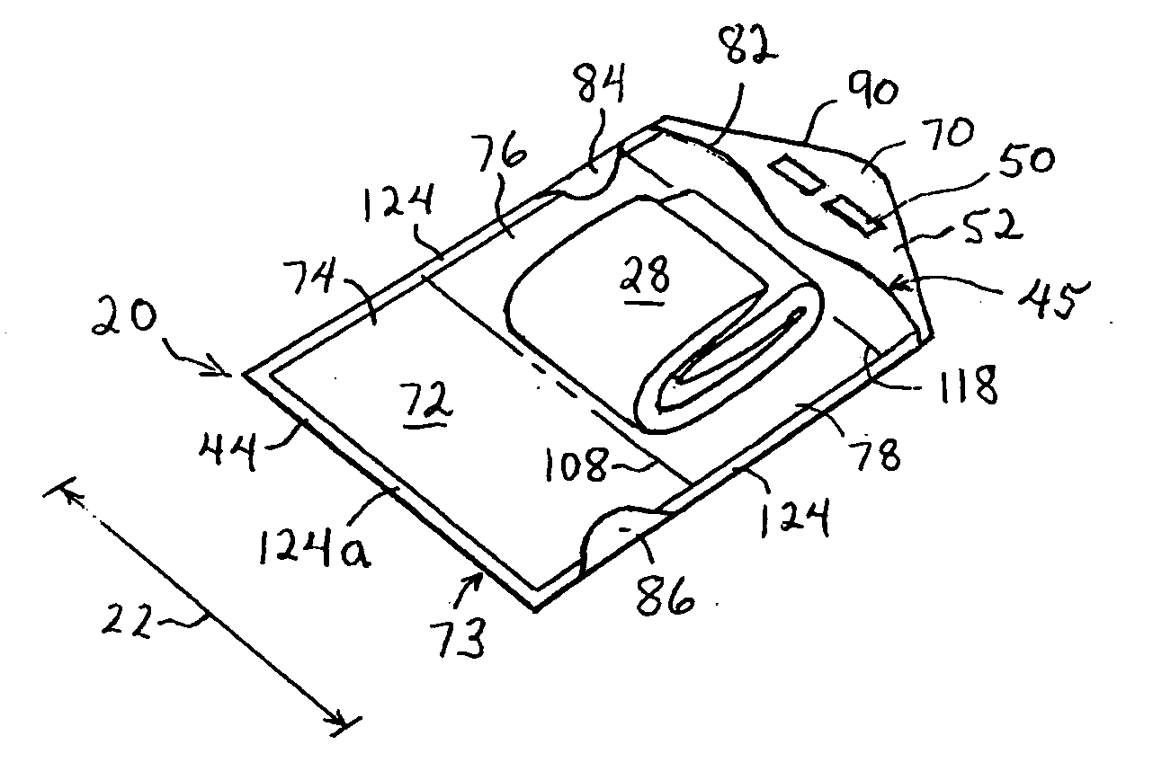 Individual, expandable wrapper for a hygiene product