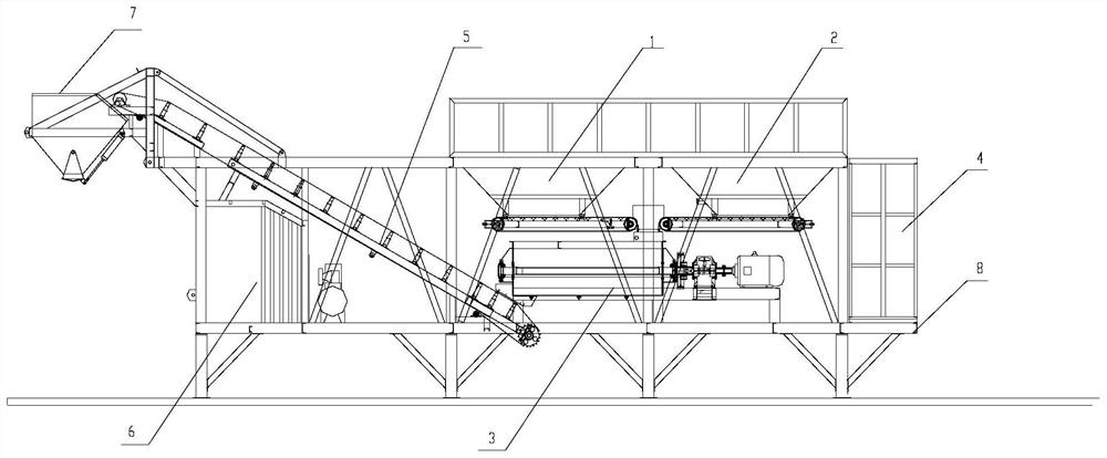 Integrated continuous discharging mobile mixing plant