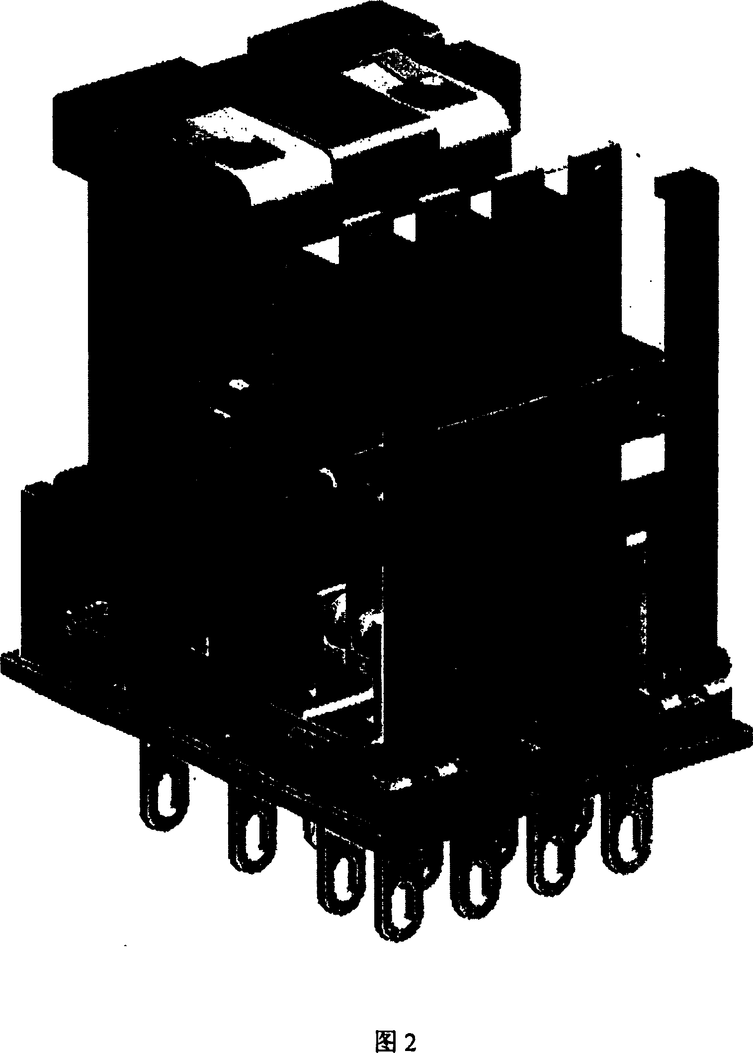 Low height small-sized large power AC-DC electromagnetic relay with multiple contact sets