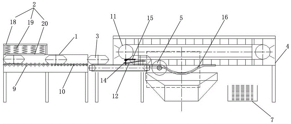 An automatic continuous bag breaking and unloading device