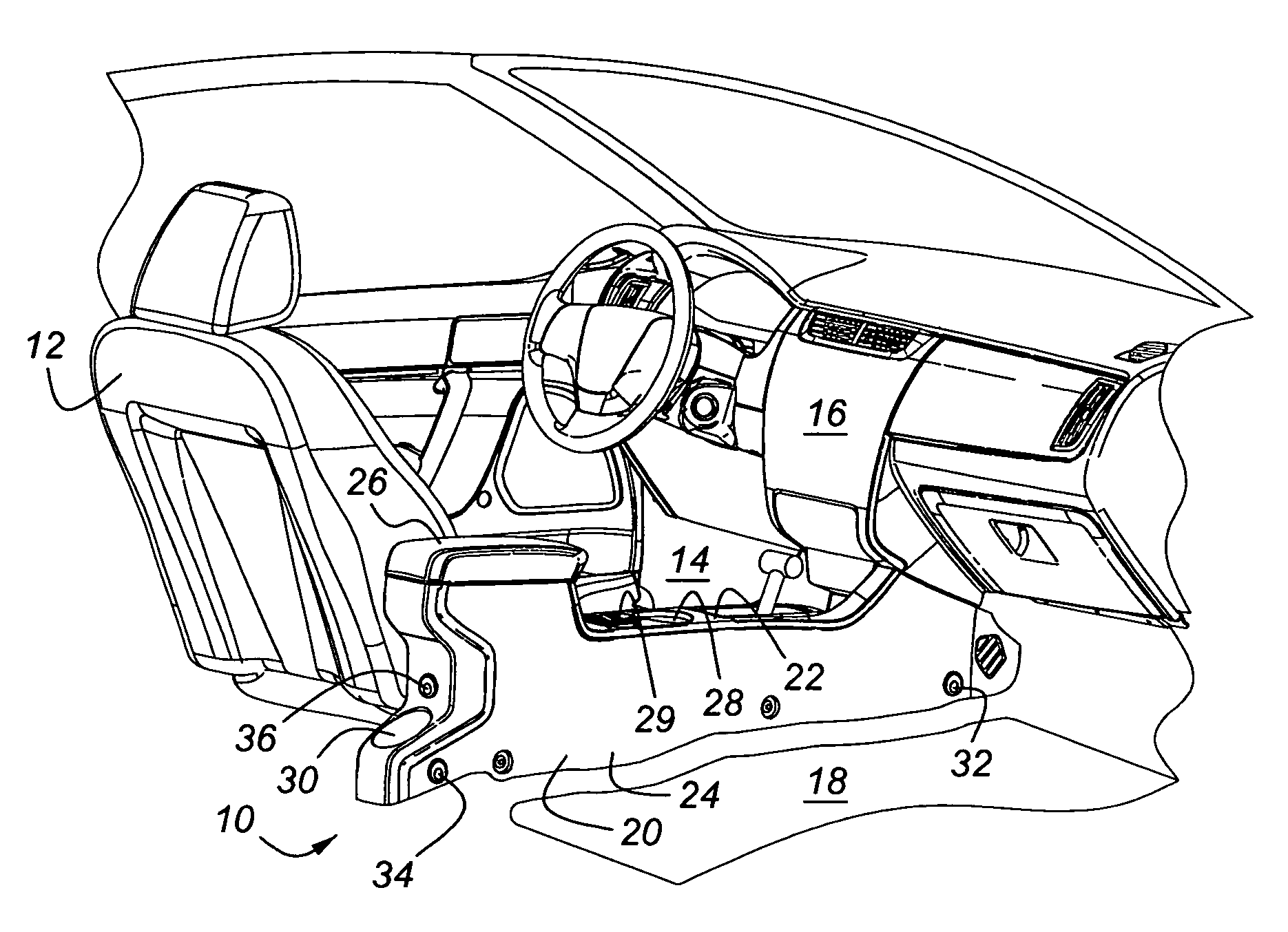 Ambient lighting for vehicle interior floor console