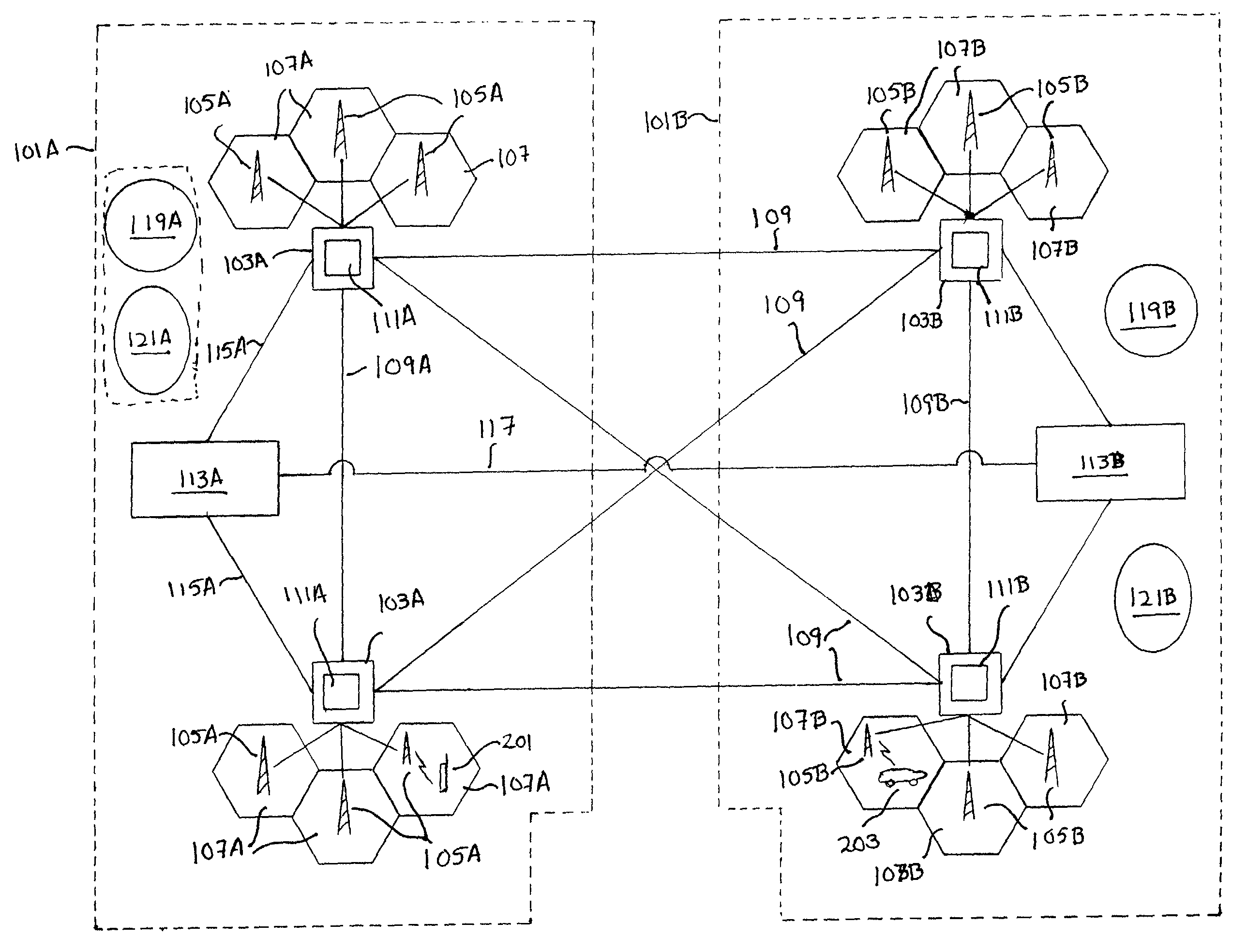 Sharing of wireless telephone services for a personal wireless telephone and a vehicular wireless telephone