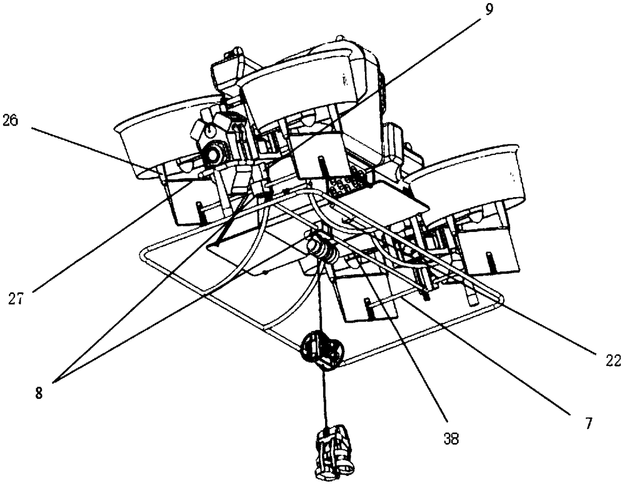 Gasoline-engine-driven multi-rotor fire-extinguishing life-saving manned aircraft