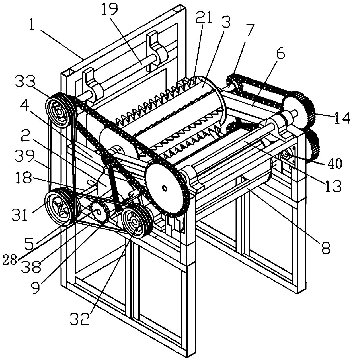 Roller-type feeding and shredding device