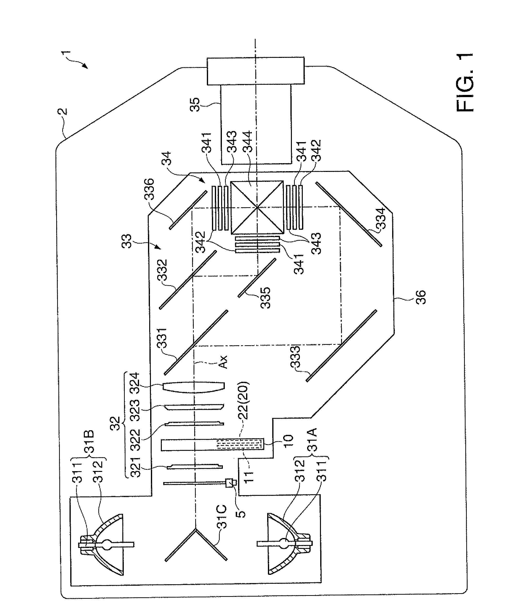 Projector for preventing thermal deterioration of a light shielding member