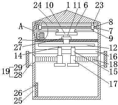 Rice plant storage bin with good ventilation effect