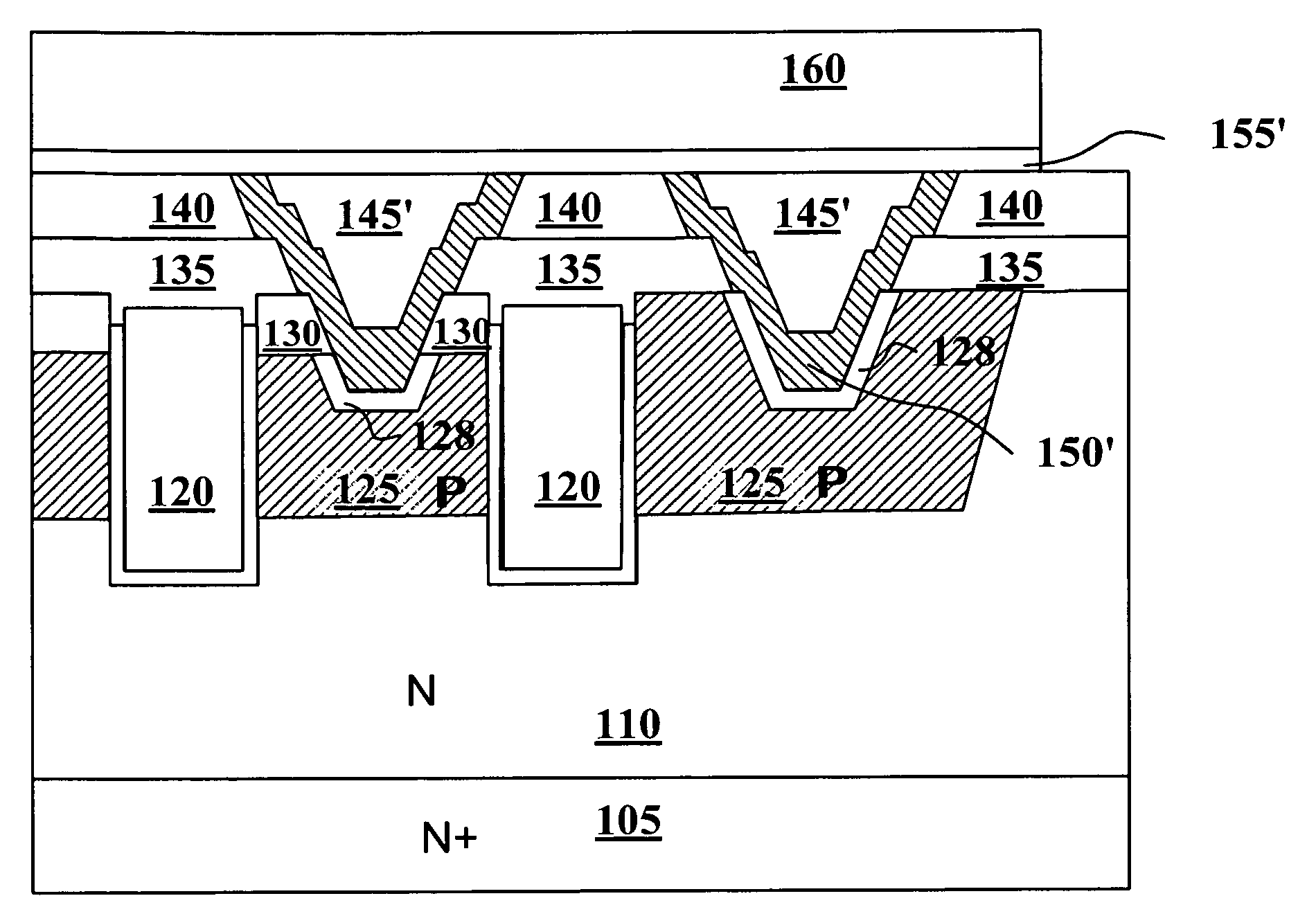 Trench MOSFET with on-resistance reduction