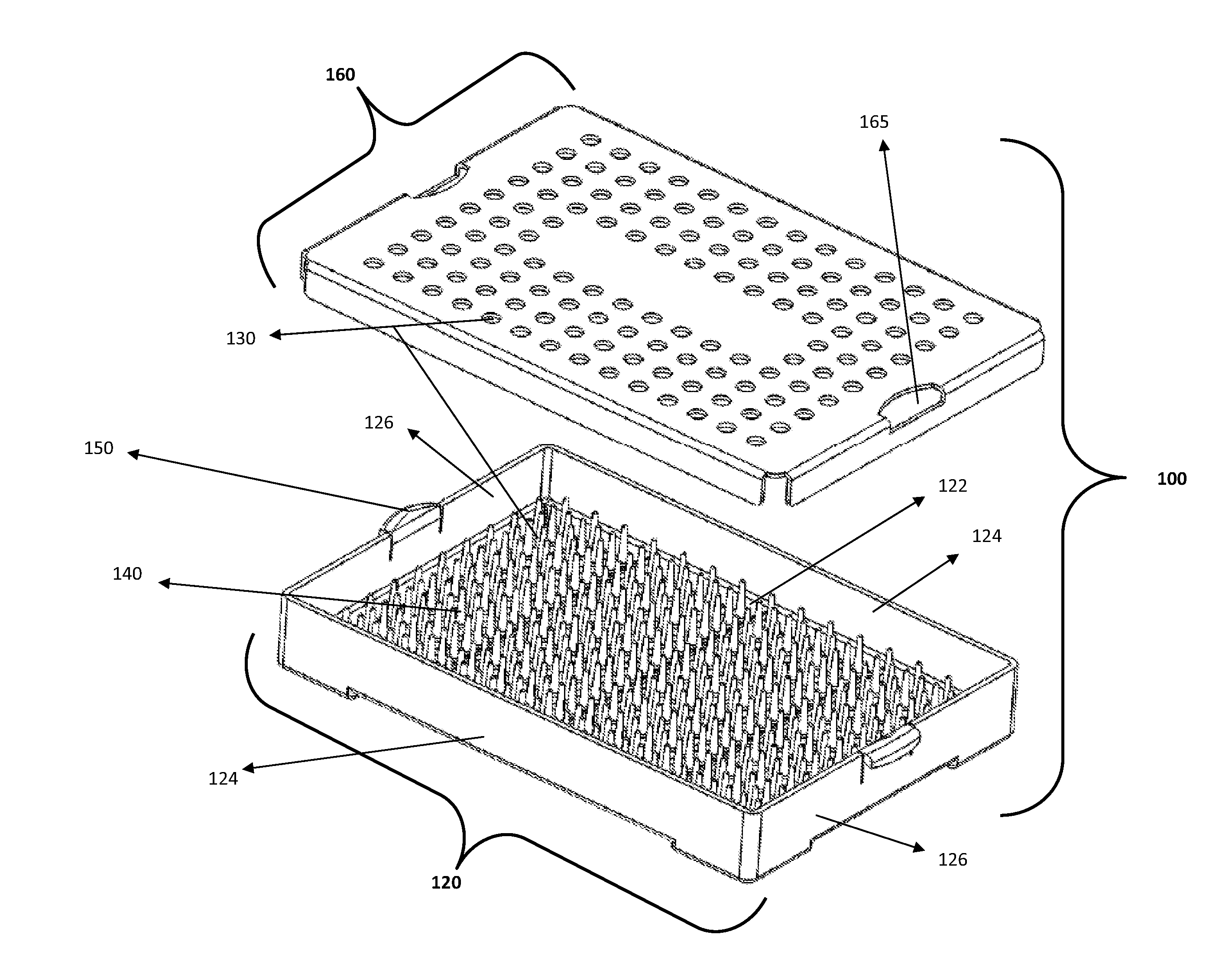 Sterilization Base-Tray with Internal Frame and Integrated Latching and Intrument Retention System